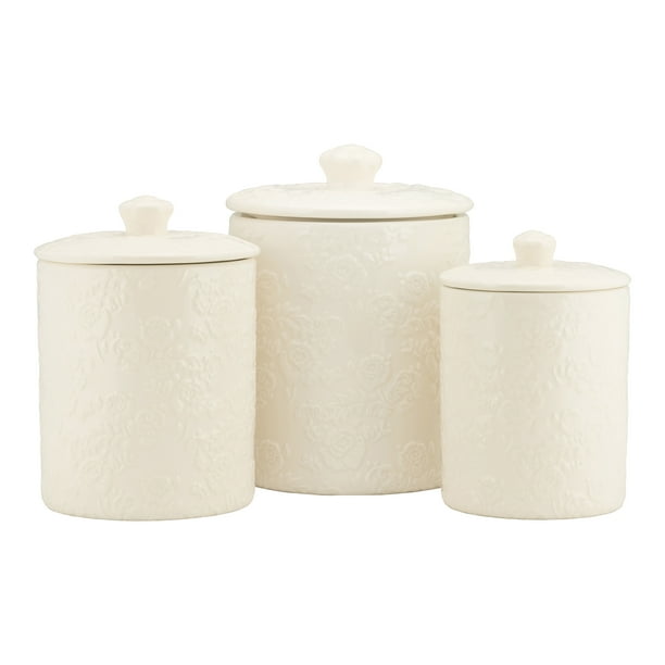 Wild Rose ceramic coffee tea and sugar mini canister set